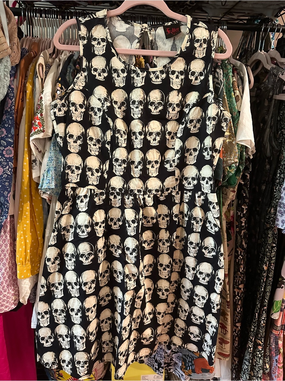 FOLTER Retrolicious Skull 💀 Skeleton Dress Cotton Poplin XL Halloween 👻 💀🎃